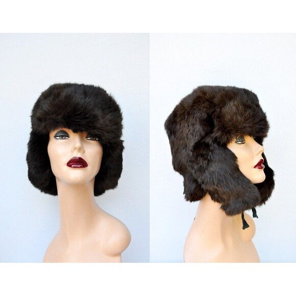 Vintage Russian Brown Fur Hat - Cossack Ushanka Hat Earflap Fur Hat Unisex